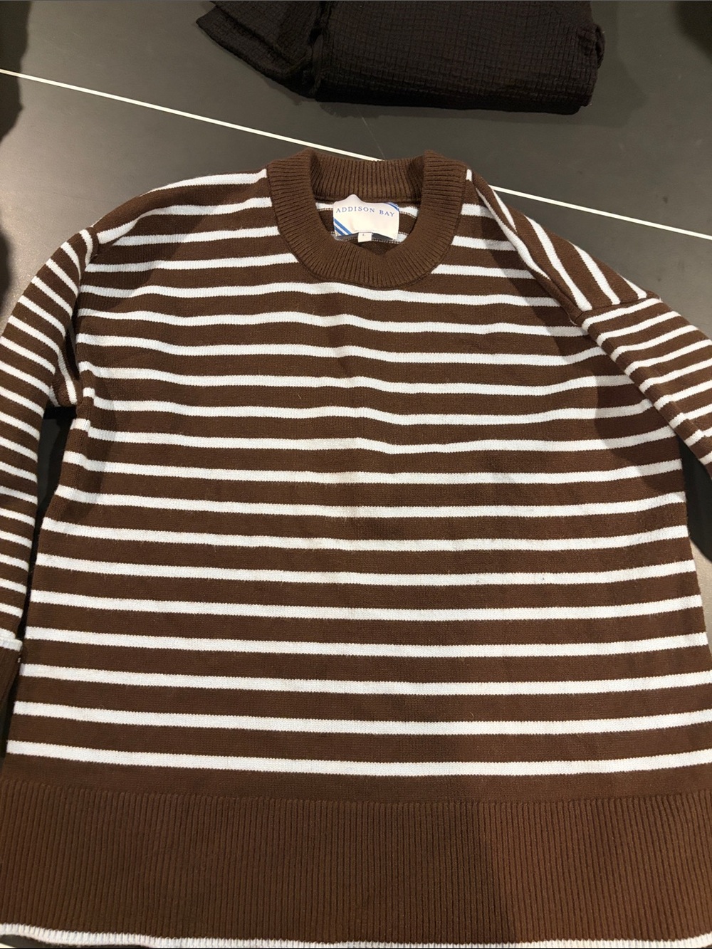 Addison Bay women’s Brown & White Striped Crewneck Sweater